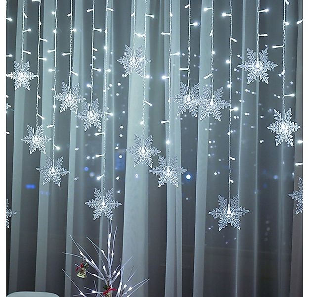 SERBASIC Lichtervorhang LED Schneeflocke Lichterkette, mit 8 Modi und Speic günstig online kaufen