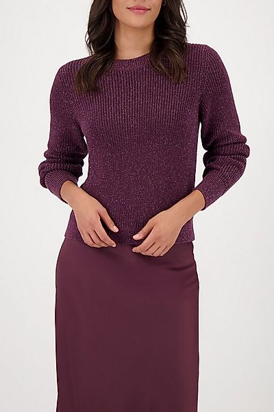 Monari Strickpullover Pullover Basic Lurex Mit Rundhalsausschnitt günstig online kaufen