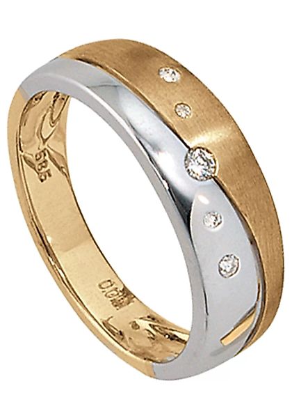 JOBO Diamantring, 585 Gold bicolor mit 5 Diamanten günstig online kaufen