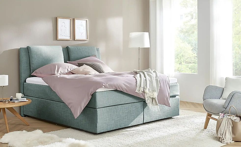 Wohnwert Boxspringbett  Dormian Saman ¦ türkis/petrol ¦ Maße (cm): B: 200 H günstig online kaufen