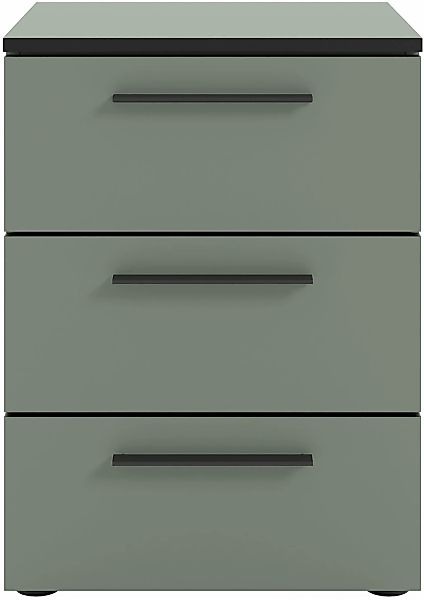 Manjana Möbel Nachtkommode "Nachtkommode mit Schwarz matten Metallgriffen" günstig online kaufen