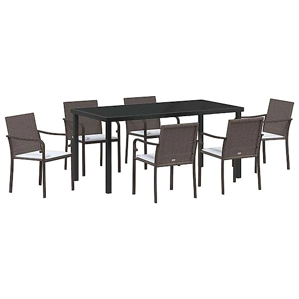 vidaXL Garten Essgruppe 7-Tlg Braun Poly Rattan 3379048 günstig online kaufen