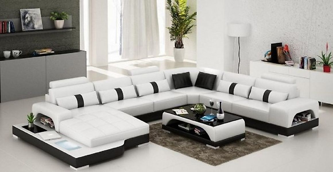 JVmoebel Ecksofa Leder U Form Wohnlandschaft Couch Big XXL Sofa mit USB Pol günstig online kaufen