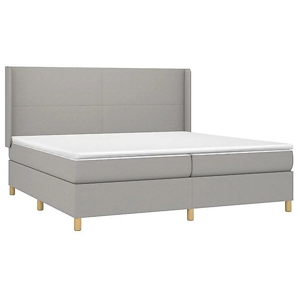vidaXL Boxspringbett mit Matratze & LED Hellgrau 200x200 cm Stoff 3138741 günstig online kaufen