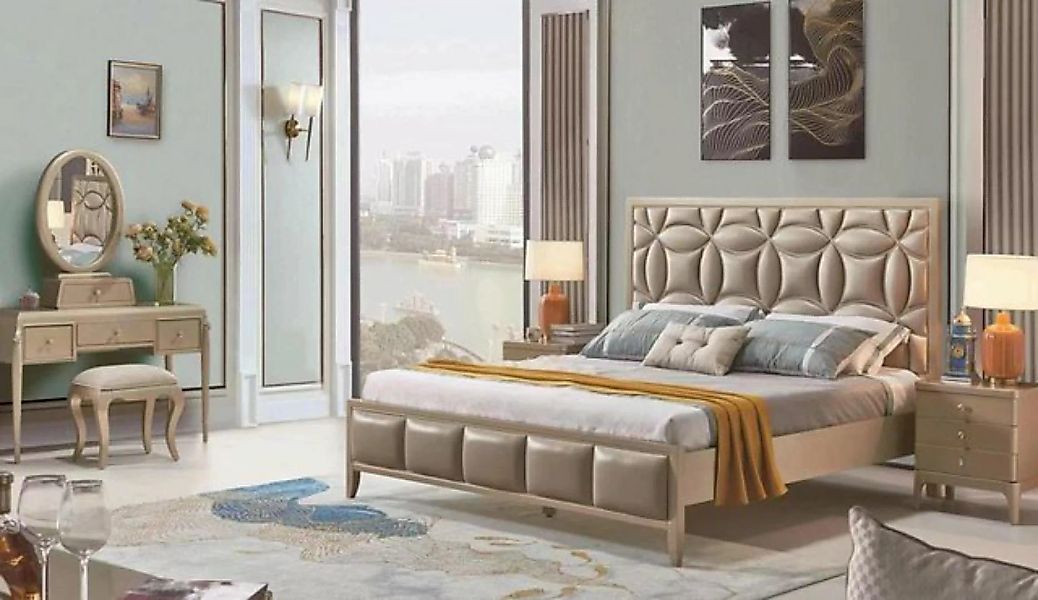 JVmoebel Bett, Polster Beige Doppelbetten Bett Betten Doppelbett Schlafzimm günstig online kaufen