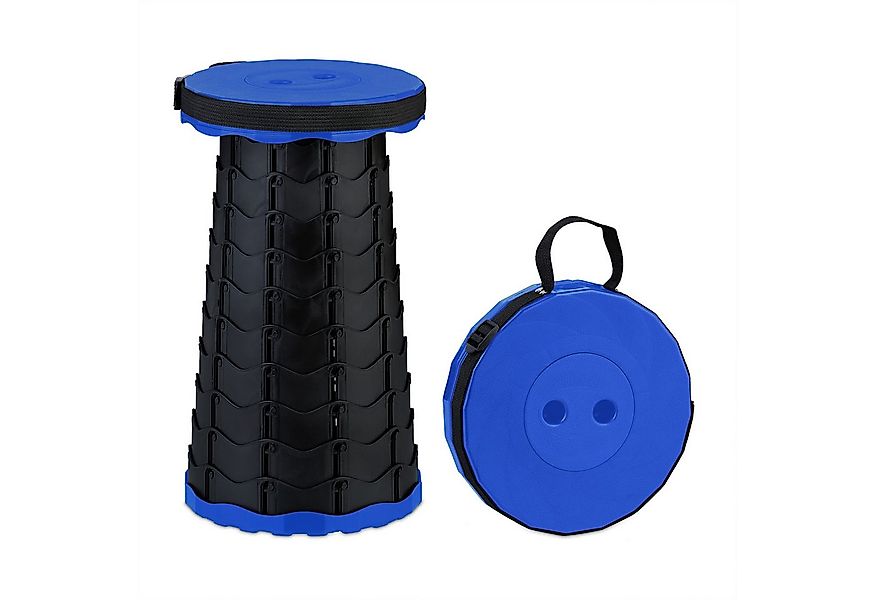 relaxdays Campinghocker Teleskophocker Camping, Schwarz-Blau günstig online kaufen