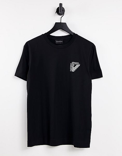 Emporio Armani – T-Shirt mit Logoprint auf der Brust in Schwarz günstig online kaufen