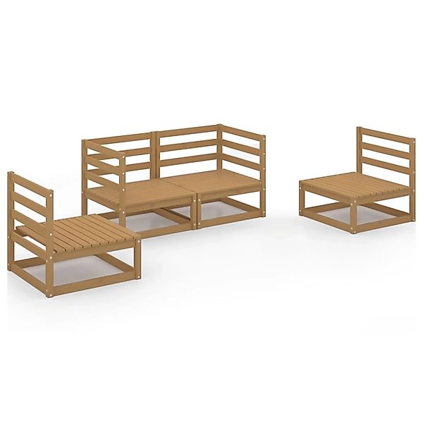 vidaXL 4-tlg Garten-Lounge-Set Honigbraun Massivholz Kiefer Modell 1 günstig online kaufen