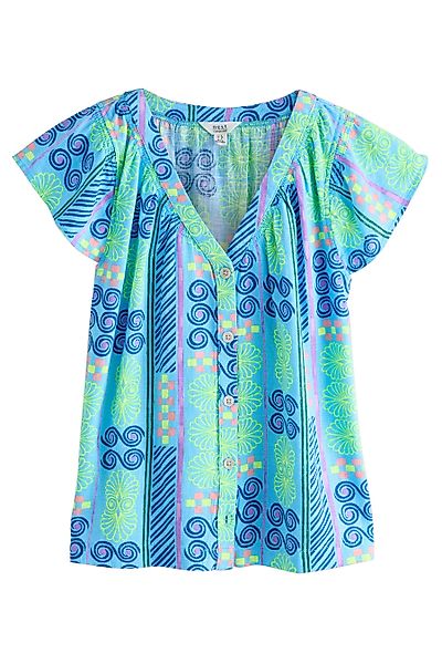 Next Kurzarmbluse Top mit Knopfleiste Rüschenärmel günstig online kaufen
