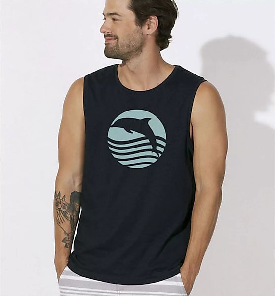Delphin T-shirt, Ärmellos " Sonnenuntergang Mit Delfin " In Schwarz günstig online kaufen