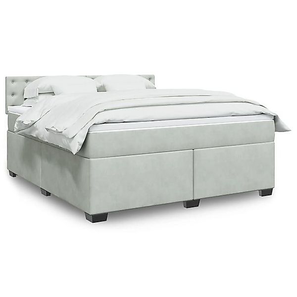 vidaXL Bettgestell Boxspringbett mit Matratze Hellgrau 180x200 cm Samt Bett günstig online kaufen