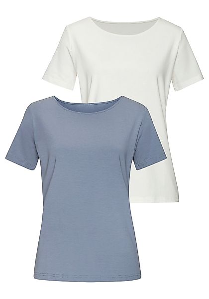 LASCANA T-Shirt "mit Rundhals-Ausschnitt", (2er-Pack), aus elastischer Baum günstig online kaufen