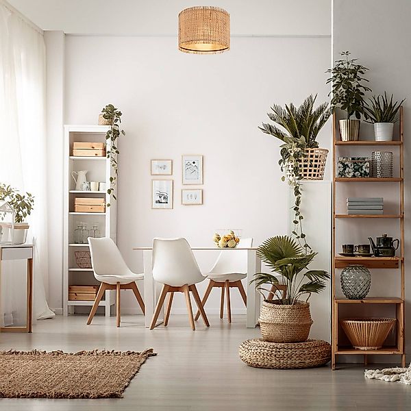 Briloner Leuchten Deckenleuchte LED Deckenlampe E27 Boho Natur Beige Wohnzi günstig online kaufen