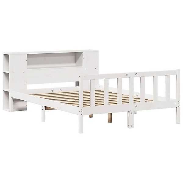 vidaXL Bett Massivholzbett mit Regal ohne Matratze Weiß 120x200 cm Kiefer günstig online kaufen