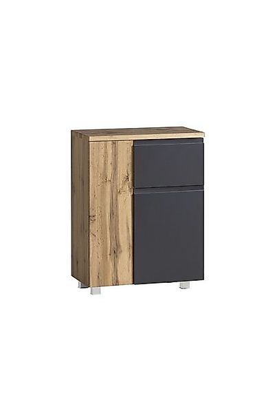 freiraum Unterschrank Paris in grau/Wotaneiche, MDF - 65x79x35cm (BxHxT) günstig online kaufen