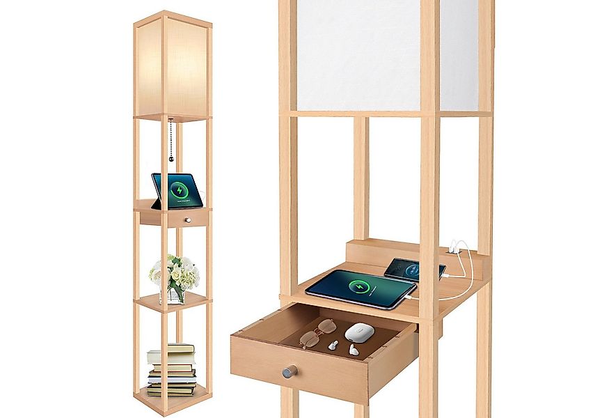 OUTON LED Stehlampe LED-Stehleuchte, Regal mit Schublade, mit 1 USB-A und 1 günstig online kaufen