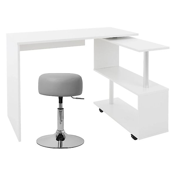 ML-Design Eckschreibtisch Drehbar L-Form 2 Regale Weiß 150x88x75 cm mit Hoc günstig online kaufen