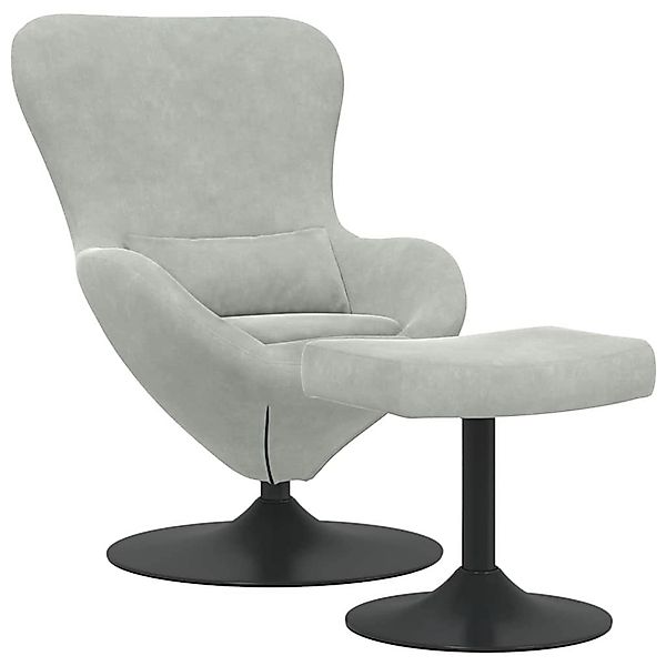 vidaXL Eierstuhl mit Fußhocker Hellgrau 63 x 73 x 90 cm Samt 42002744 günstig online kaufen