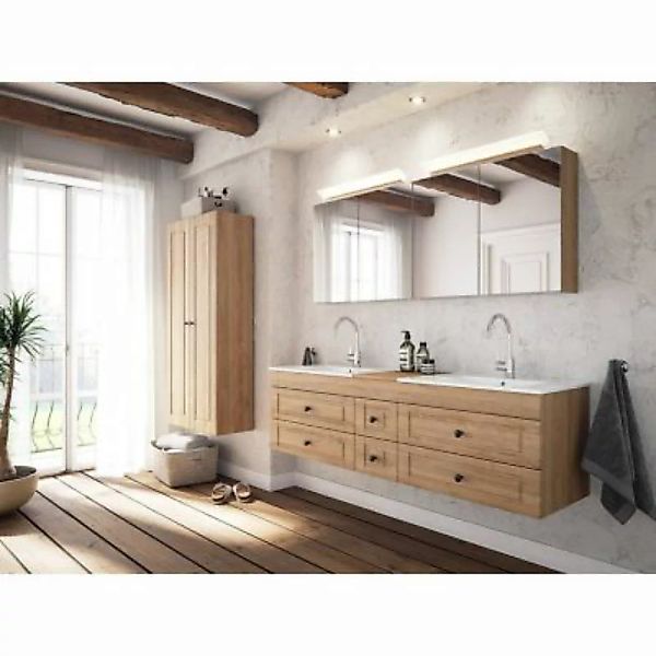 Lomadox Badezimmer Möbel Set Eiche hell Nb. im Landhaus Stil COLOMA-02 inkl günstig online kaufen