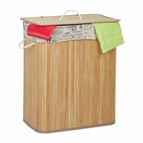 relaxdays Bambus Wäschekorb 2 Fächer natur günstig online kaufen