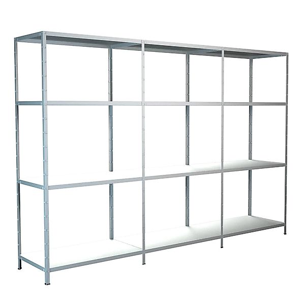 Schulte Steck-Grund- und 2 x Anbauregale 180 cm x 340 cm x 35 cm Weiß günstig online kaufen