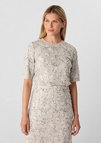 comma Kurzarmbluse Bluse Kurzarmshirt mit Glitzergarn- und Paillettenapplik günstig online kaufen