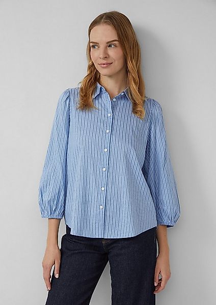 s.Oliver Kurzarmbluse Bluse Gestreifte Hemdbluse mit 3/4-Arm und Raffung günstig online kaufen
