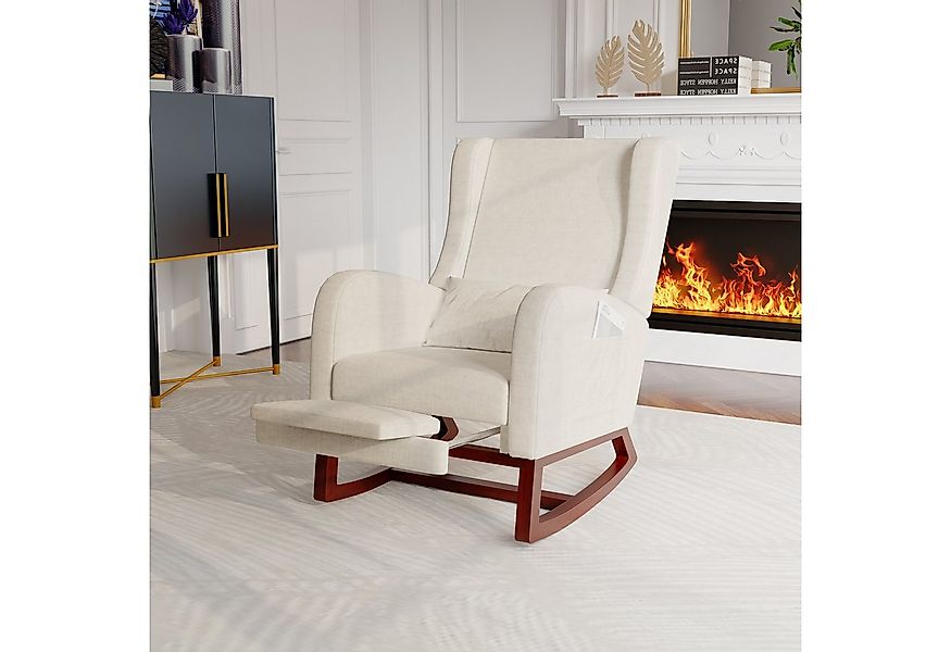 Furnishings Home Schaukelstuhl Hellbeiger Polsterstuhl mit Kissen (Set, 1 S günstig online kaufen