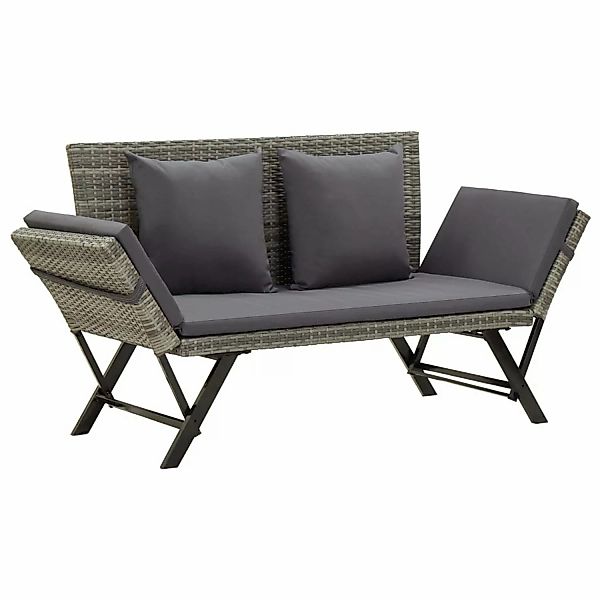 furnicato Gartenbank mit Auflagen 176 cm Grau Poly Rattan günstig online kaufen