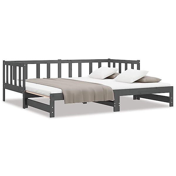 vidaXL Bett, Tagesbett Ausziehbar Grau 2x(90x190) cm Massivholz Kiefer günstig online kaufen