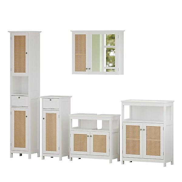 Vicco Badmöbel-Set Rosario Weiß 5 Teile mit Hochschrank günstig online kaufen