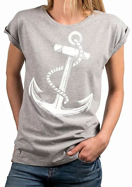 MAKAYA Print-Shirt Damen Anker Motiv Sommer Top Maritime Frauen Oberteile T günstig online kaufen