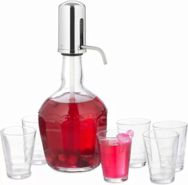 relaxdays Wasserspender Set mit 6 Gläsern transparent günstig online kaufen