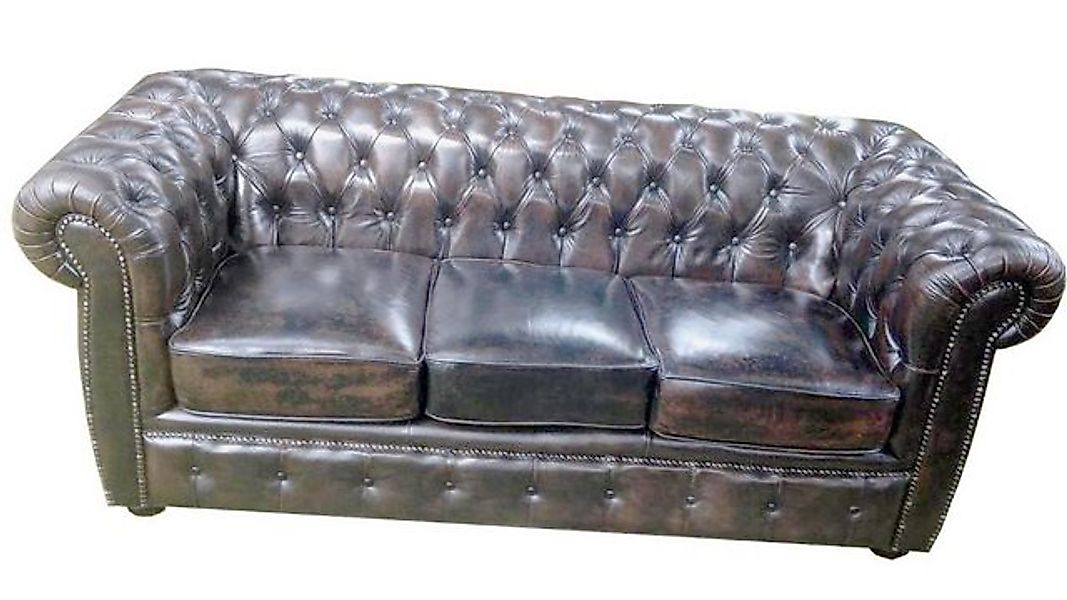 Xlmoebel Sofa Neu Chesterfield-Sofa mit 3 Sitzplätzen in Lederausführung, H günstig online kaufen