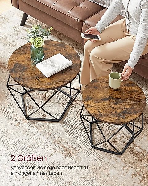 VASAGLE Couchtisch rund, Wohnzimmertisch, modern, für Wohnzimmer (2er Set), günstig online kaufen
