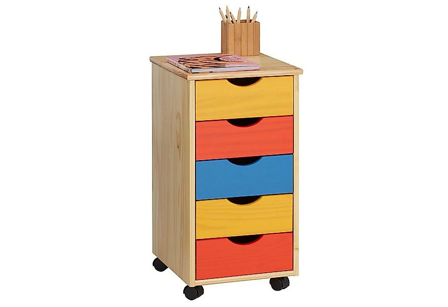 IDIMEX Rollcontainer LAGOS, Bürocontainer aus Massivholz mit 5 Schubladen B günstig online kaufen