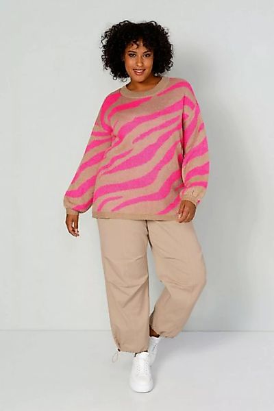 Angel of Style Strickpullover Pullover oversized farbiges Zebramuster Rundh günstig online kaufen