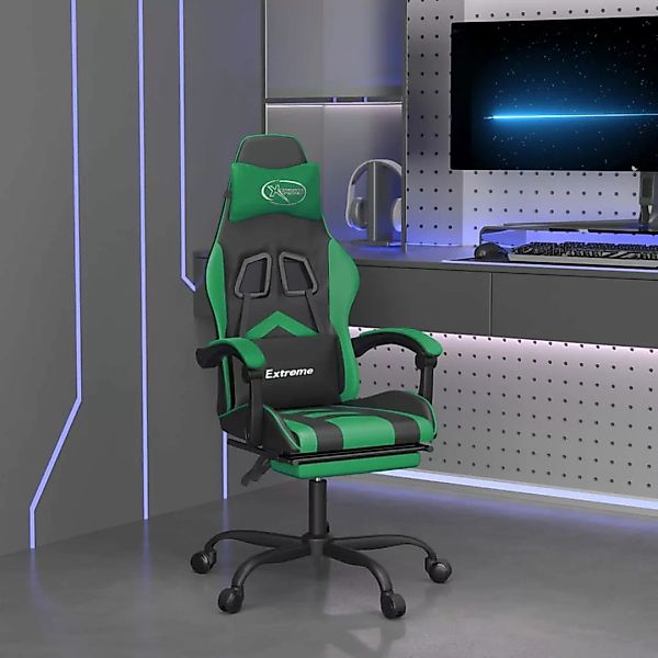Vidaxl Gaming-stuhl Mit Fußstütze Schwarz Und Grün Kunstleder günstig online kaufen