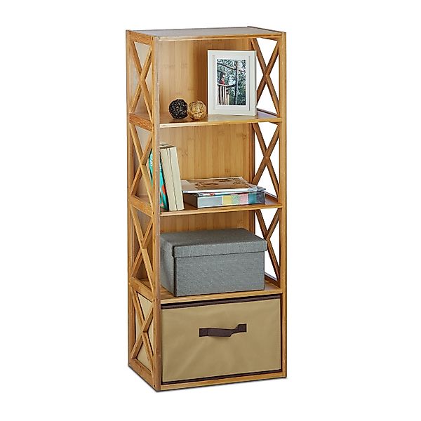 relaxdays Standregal Regal Bambus mit Korb, günstig online kaufen