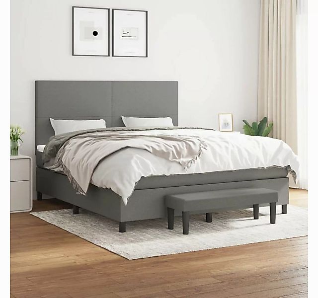 vidaXL Boxspringbett Boxspringbett mit Matratze Dunkelgrau 180x200 cm Stoff günstig online kaufen