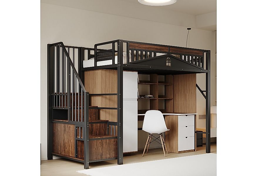 HAUSS SPOLE Hochbett 90x200cm, Metall-Sicherheitszaun, Sicherheitsleiter mi günstig online kaufen