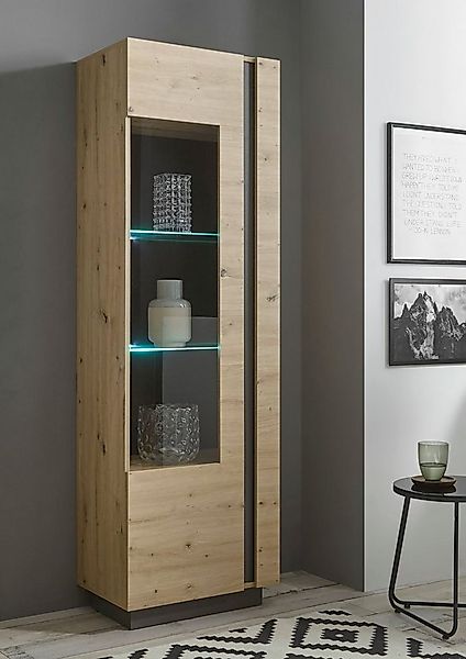 Empinio24 Vitrine CORATO (1-St) Breite 60 cm, Eiche NB graphit abgesetzt, m günstig online kaufen