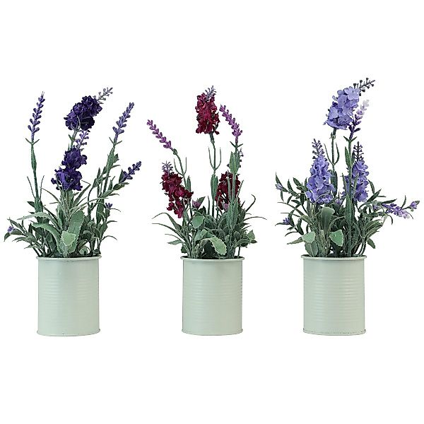 Kunstblume Künstlicher Lavendel im Metalltopf Dekopflanze günstig online kaufen