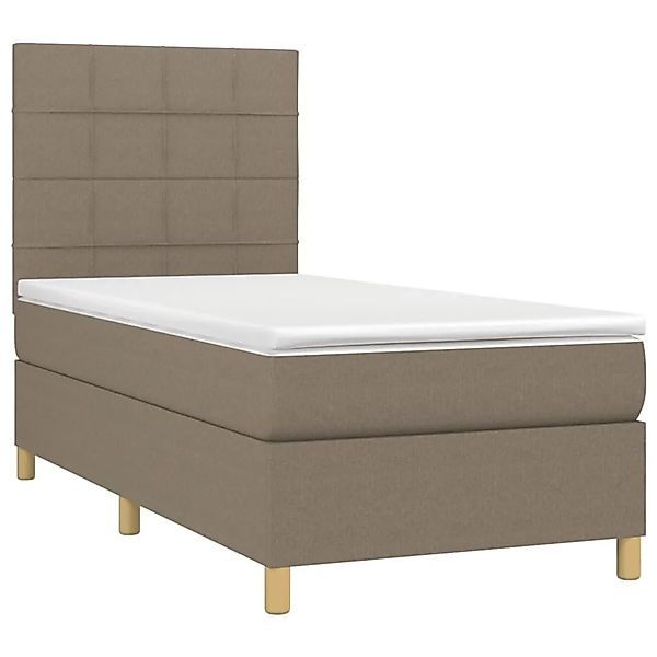 vidaXL Boxspringbett mit Matratze & LED Taupe 90x200 cm Stoff 3135409 günstig online kaufen