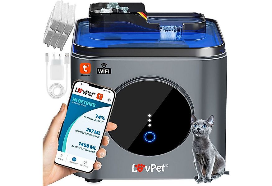 Lovpet Trinkbrunnen für Katzen & Haustiere Wasserspender über App Steuerung günstig online kaufen
