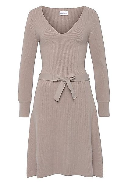 LASCANA Strickkleid (mit Bindegürtel) und V-Ausschnitt, Herbst- Winterkleid günstig online kaufen