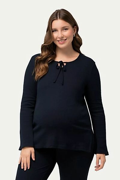 Ulla Popken T-Shirt Bellieva Longshirt Rippjersey Stilfunktion Langarm Schw günstig online kaufen