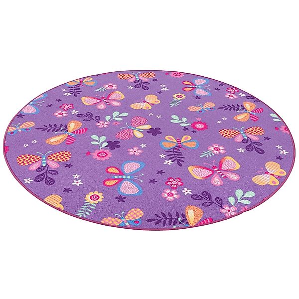 Snapstyle Kinderteppich Kinder Spiel Teppich Schmetterling Rund, Rund, Höhe günstig online kaufen