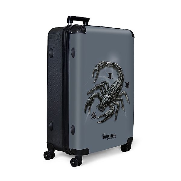 NoBoringSuitcases.com© Hartschalen-Trolley Blau mit schwarzem Skorpion günstig online kaufen