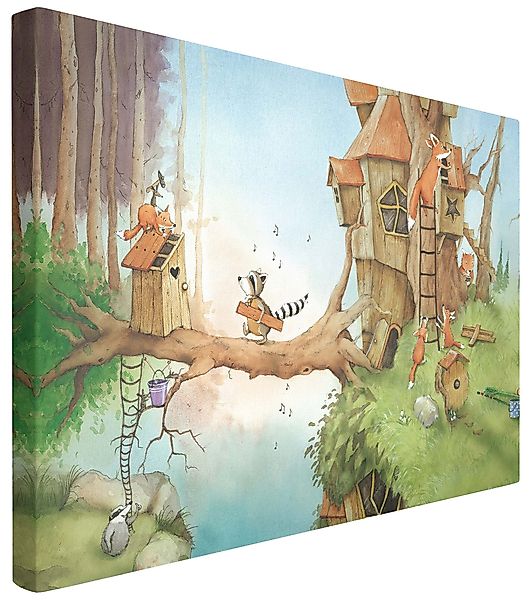 Bilderdepot24 Leinwandbild Waldtiere Natur Waschbär Wassili günstig online kaufen